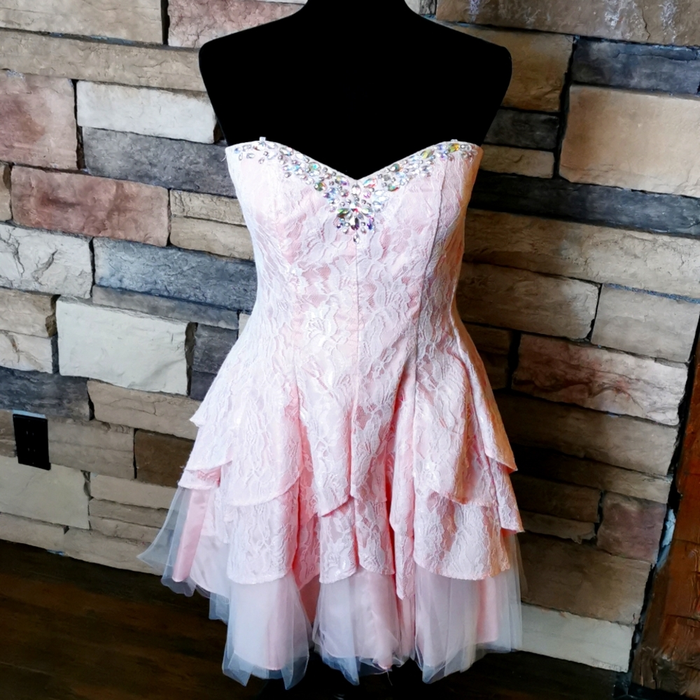 Prom style Blush Strapless Lace Dress